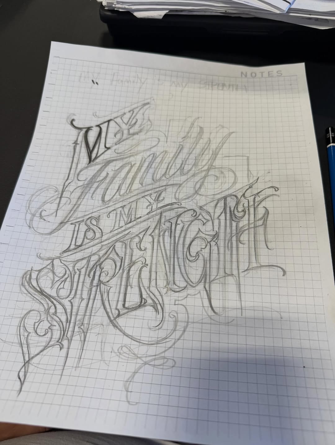 Lettering, 강인함, 가족 이름, 고딕 레터링, 올드 잉글리시, 가족 타투
